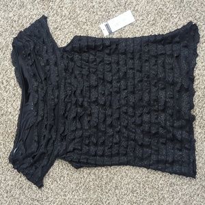 Cachet size 10 new black ruffled top with silver sparkles fancy party sh…